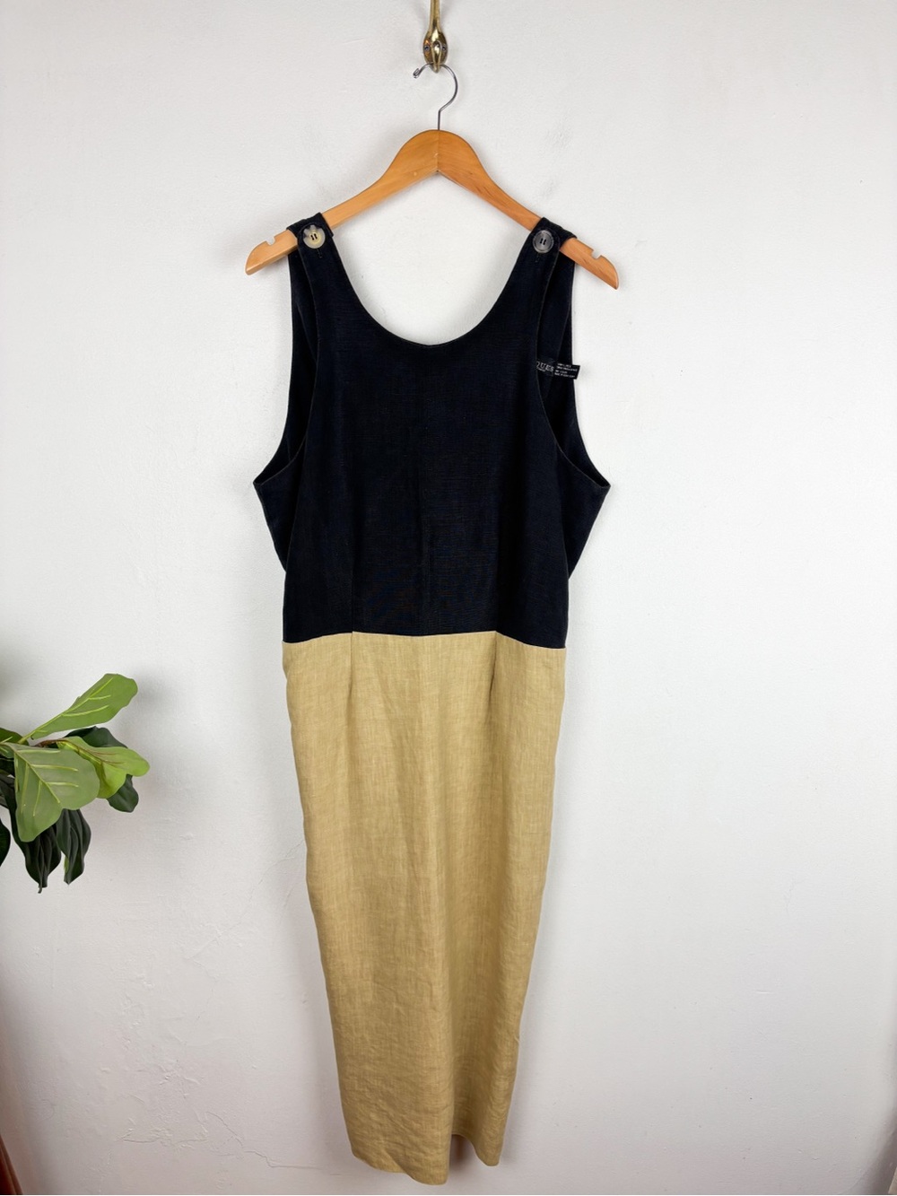 Vintage Classiques Linen Colorblock Midi Dress Sz 8